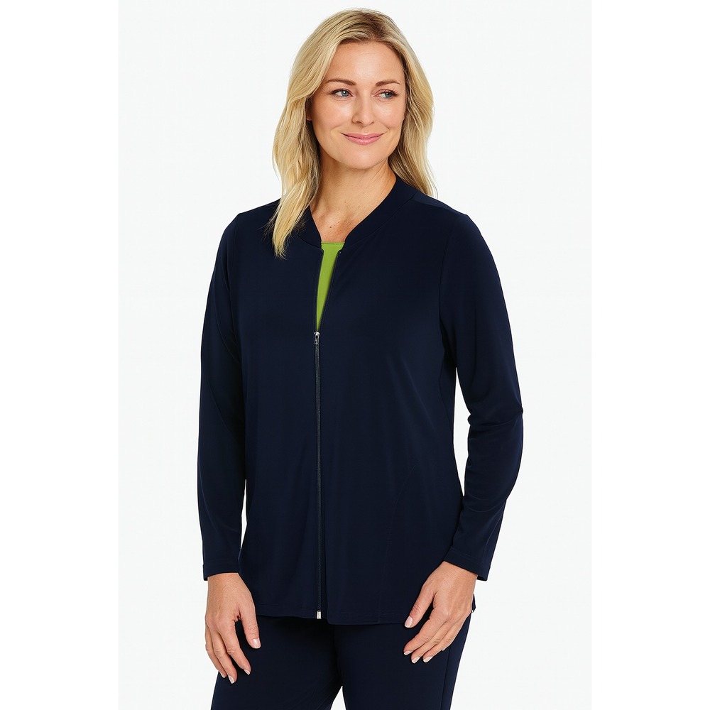 Citiknits Jacket Womens L Blue Lightweight Stretch Slinky‎ Minimalist Sleek